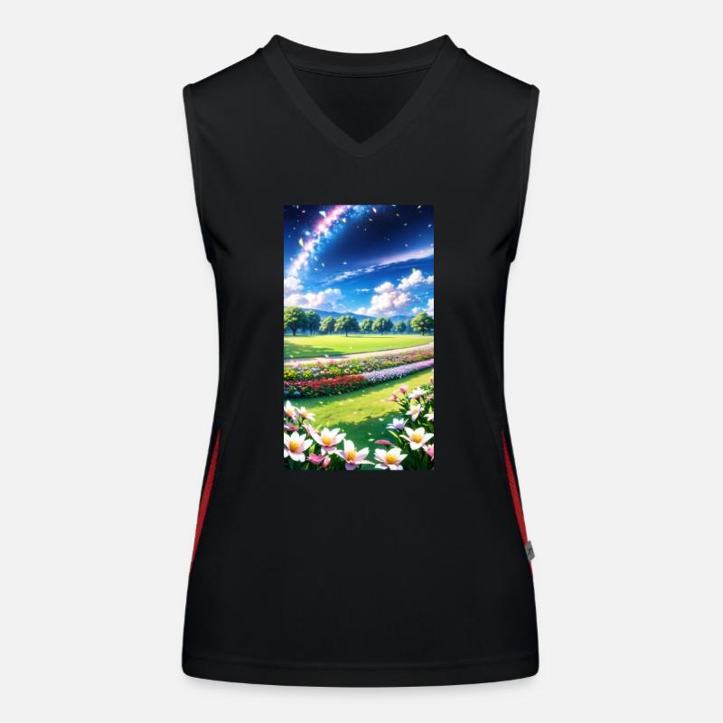 Landschaft mit 4 Bereichen, Generative KI Funktionelles Kontrast-Tank Top für Frauen