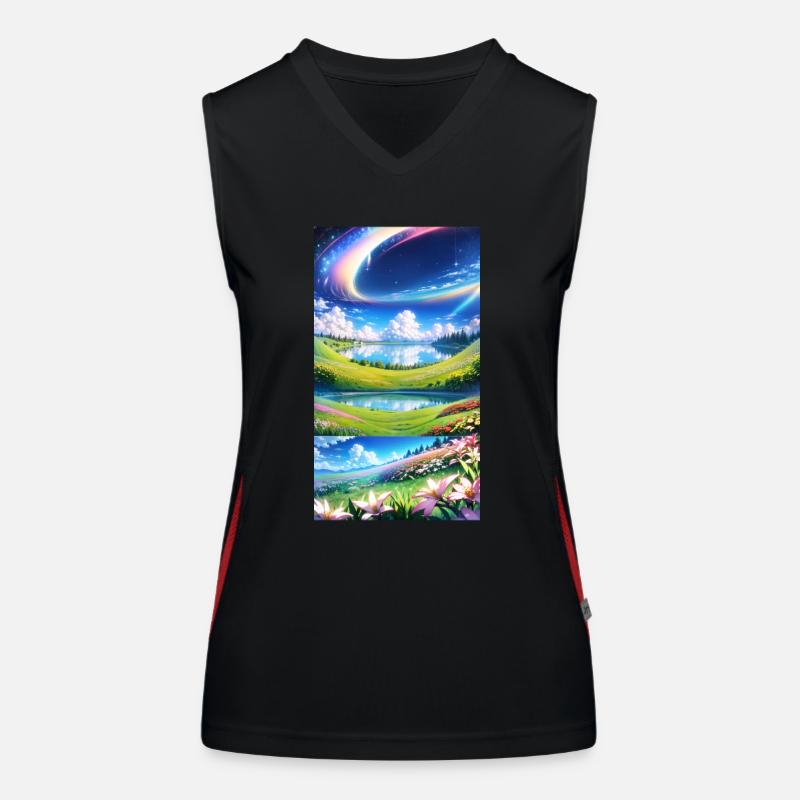 Landschaft mit 4 Bereichen Funktionelles Kontrast-Tank Top für Frauen