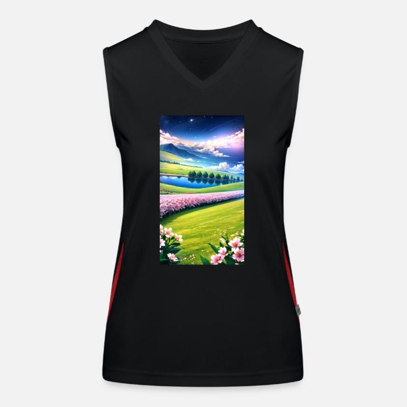 Landschaft mit 4 Bereichen, Generative KI Funktionelles Kontrast-Tank Top für Frauen
