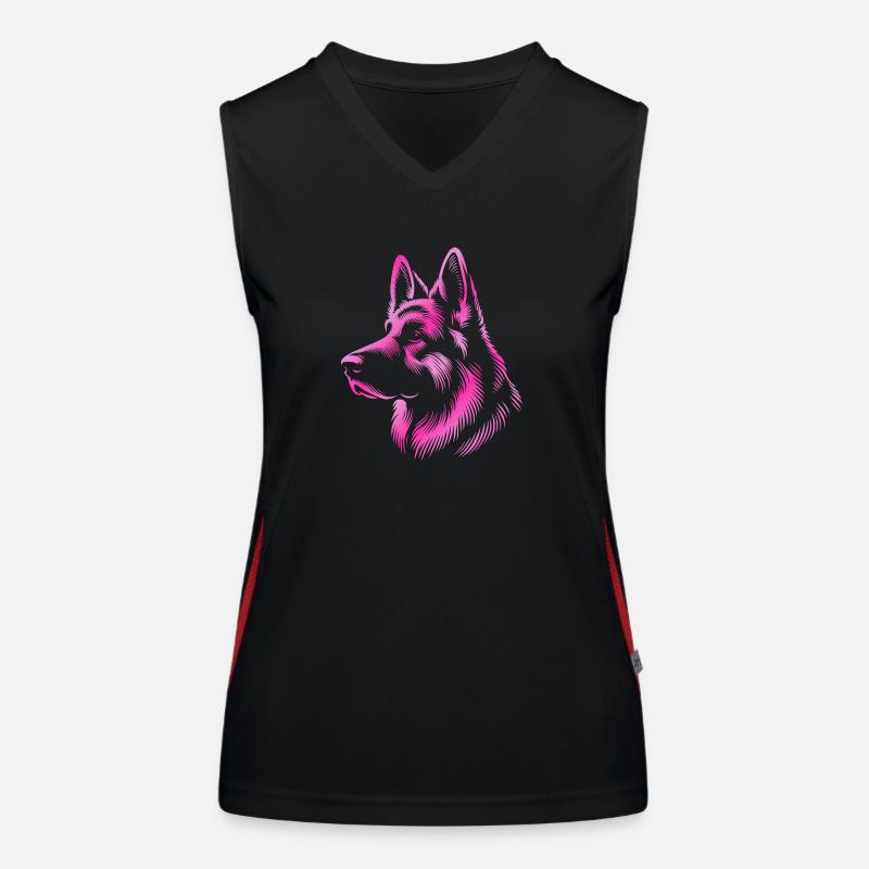 Deutscher Schäferhund Kopf pink Funktionelles Kontrast-Tank Top für Frauen