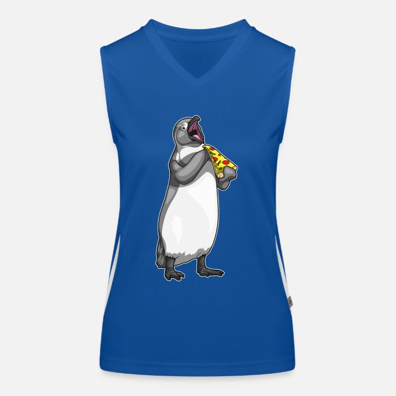 Pinguin Pizza Funktionelles Kontrast-Tank Top für Frauen