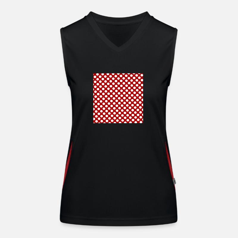Polka dot red white background dot pattern Women's Functional Contrast Tank Top