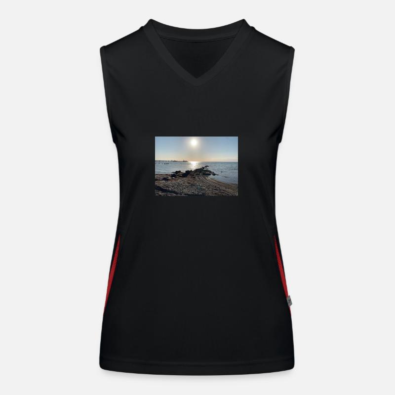 Ostsee mit Sonne Funktionelles Kontrast-Tank Top für Frauen