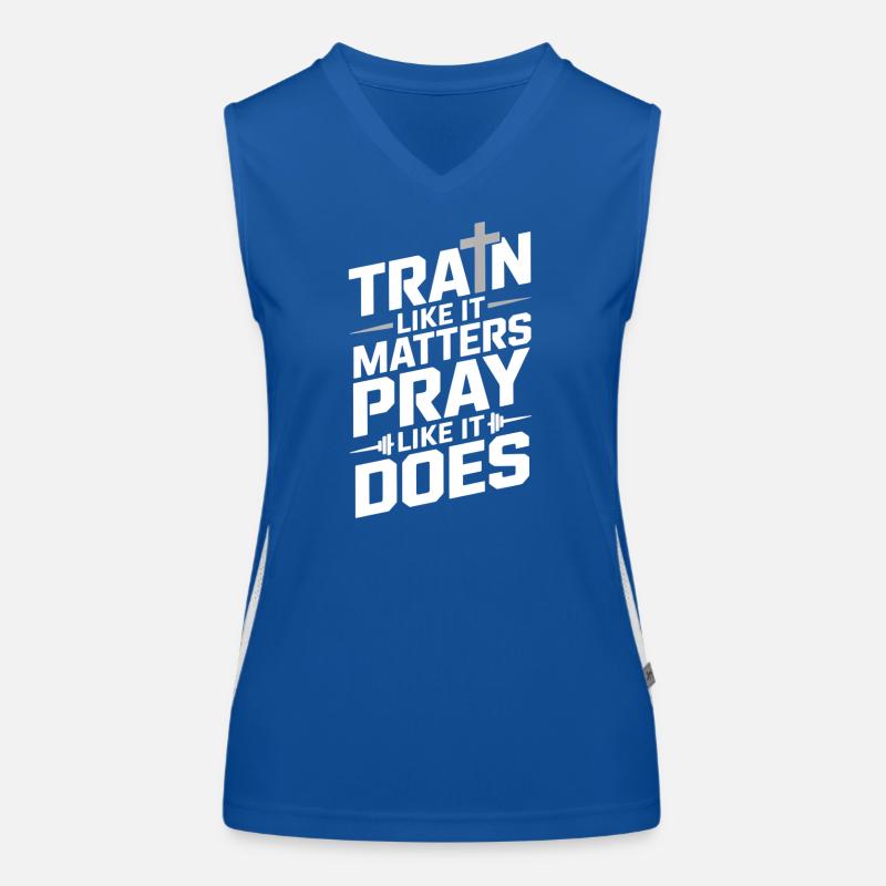 Train Like It Matters Pray Like It Does Women's Functional Contrast Tank Top