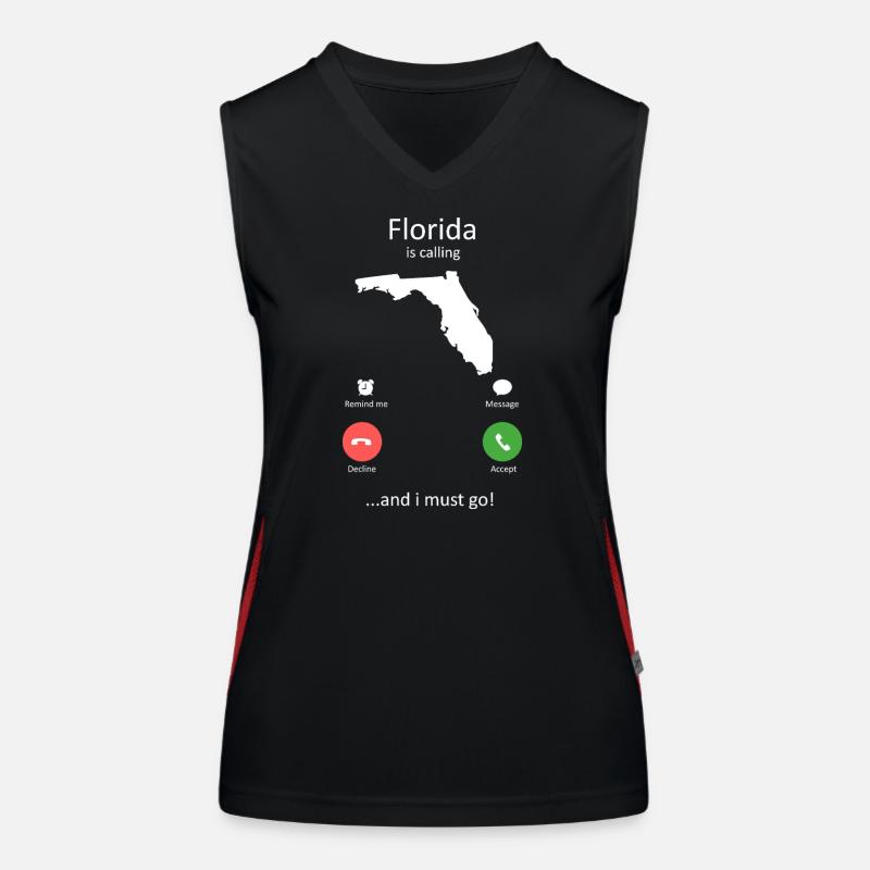 Florida Calling and I Must Go Phone Interface Art Women's Functional Contrast Tank Top