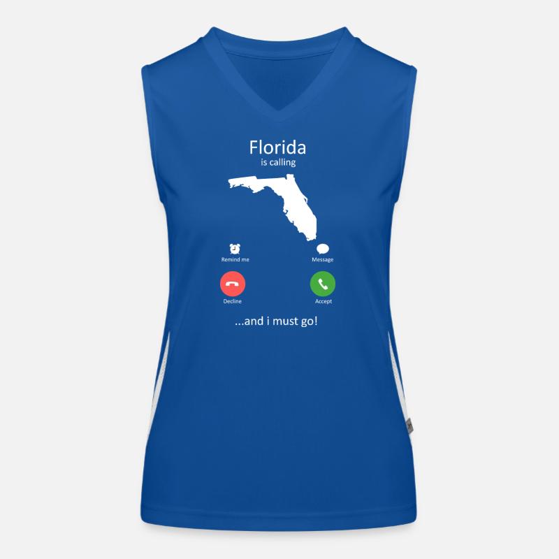 Florida Calling and I Must Go Phone Interface Art Women's Functional Contrast Tank Top
