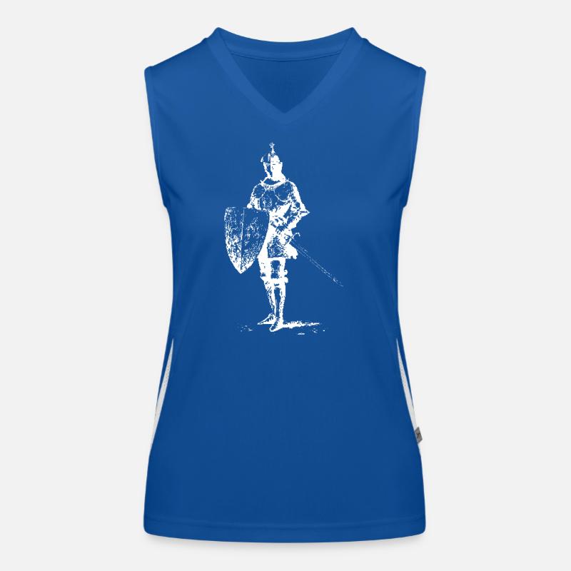 Knight Silhouette with Shield and Sword Women's Functional Contrast Tank Top