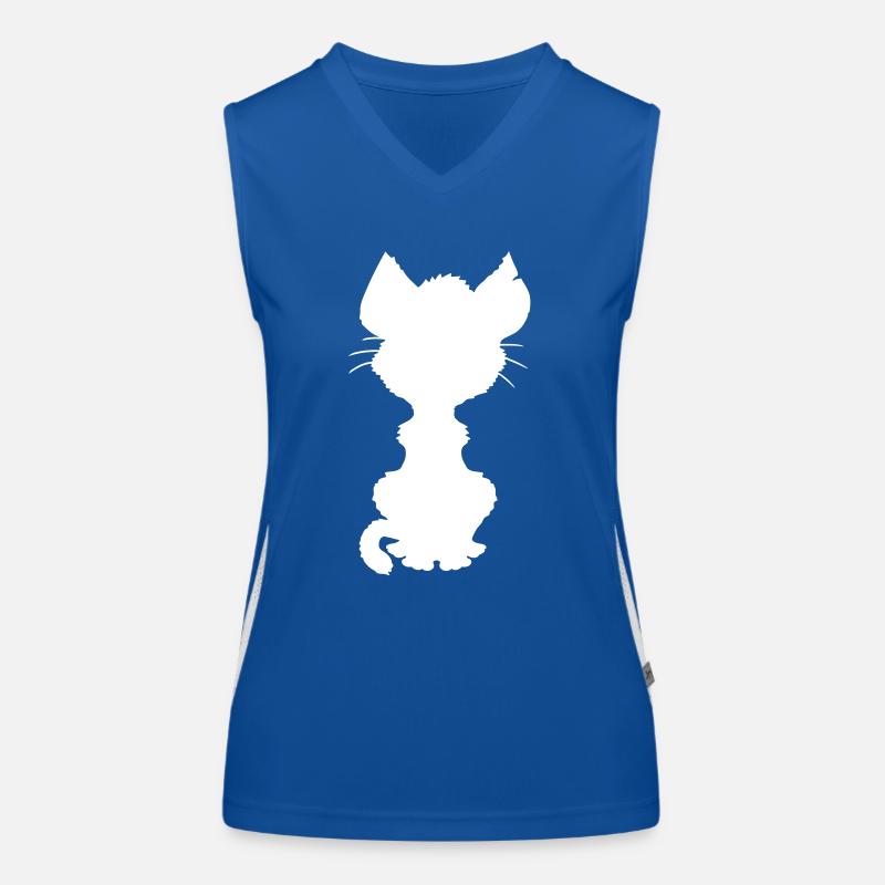 Seated Cat Silhouette Kitten Shadow Outline Women's Functional Contrast Tank Top