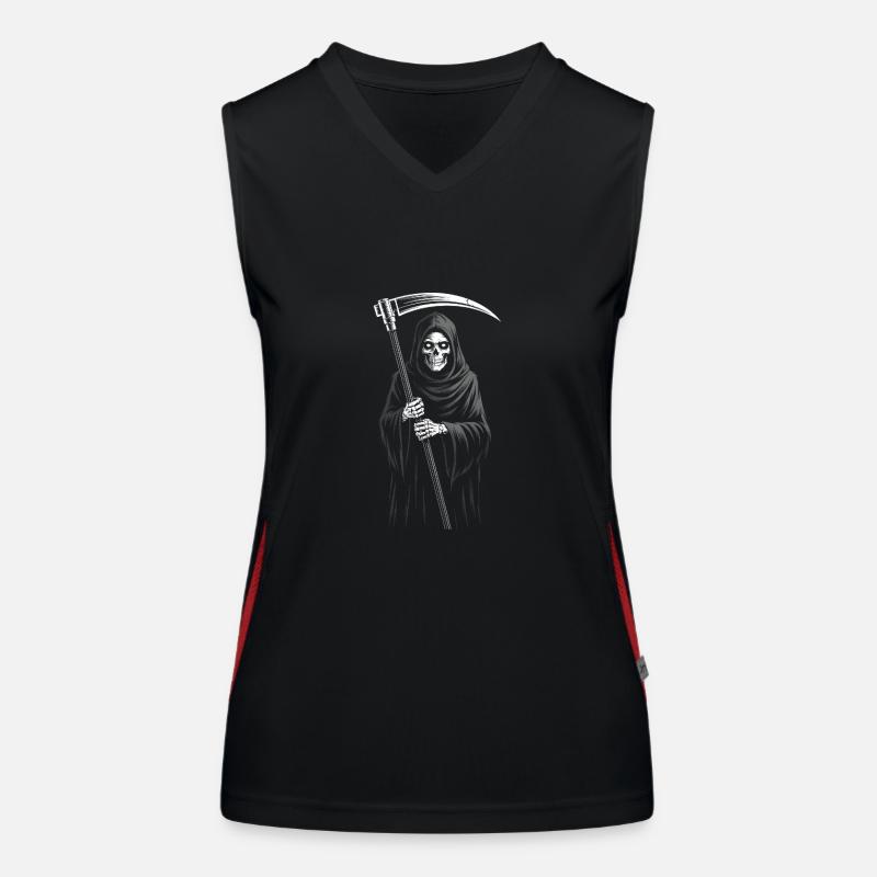 Sensenmann - Atemberaubendes Skelett Zeit Zitat Funktionelles Kontrast-Tank Top für Frauen