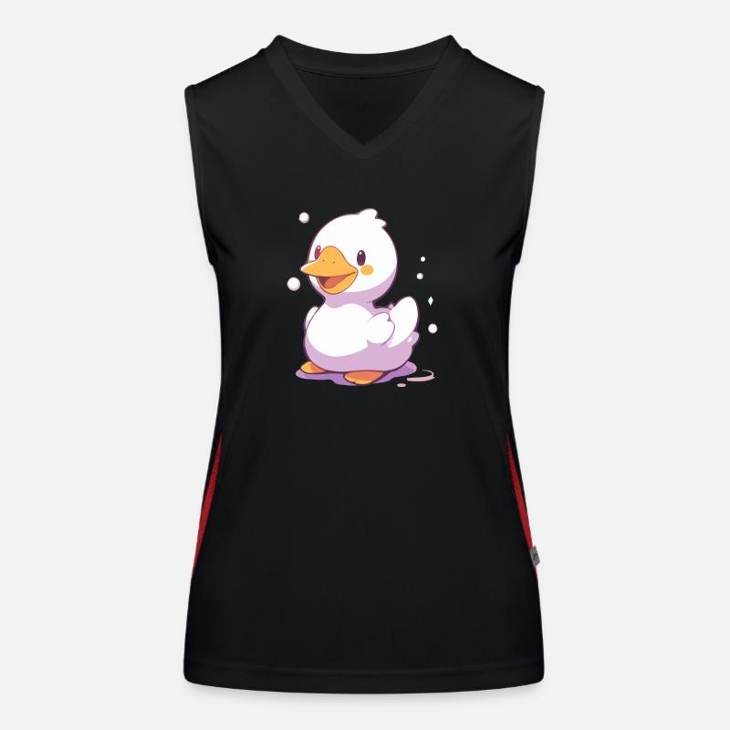 Canard joyeux - Conception de dessin animé heureux Débardeur respirant contrasté Femme