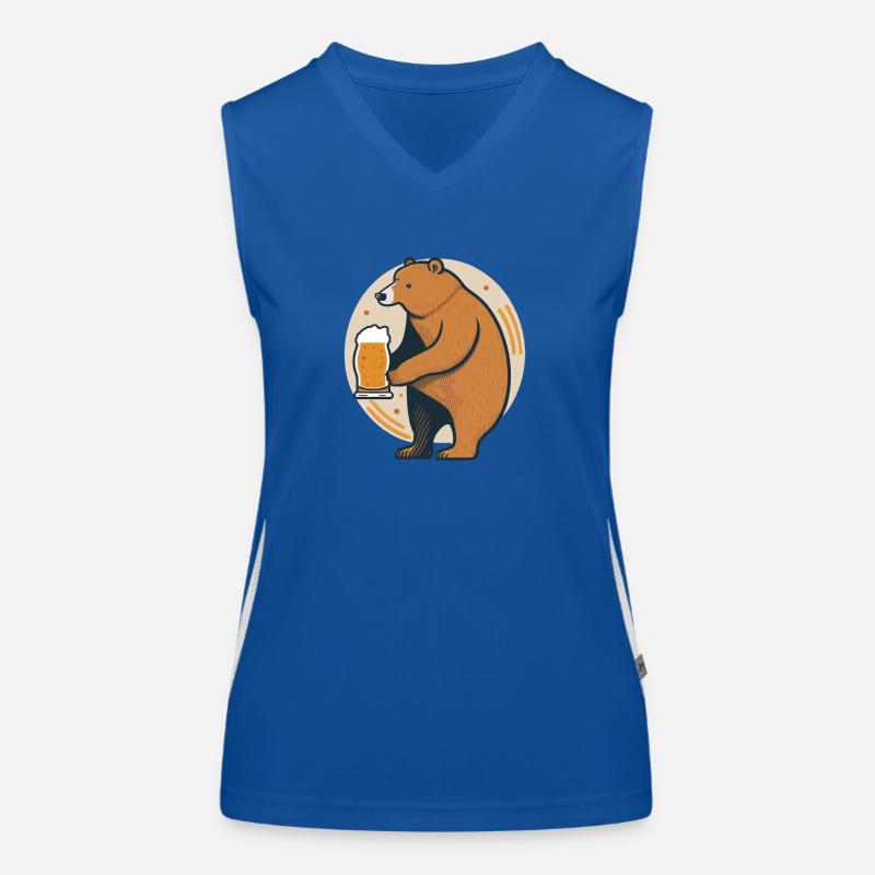 Beer Drinking Bear Women's Functional Contrast Tank Top
