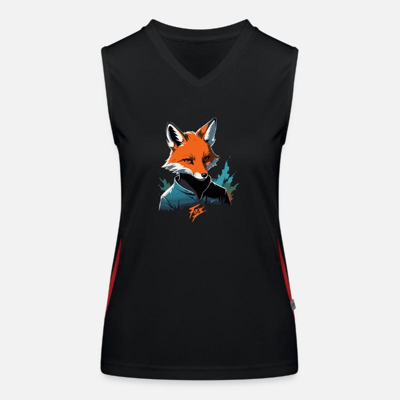 Fox Cartoon Cool Bunt mit Pullover Agent Funktionelles Kontrast-Tank Top für Frauen