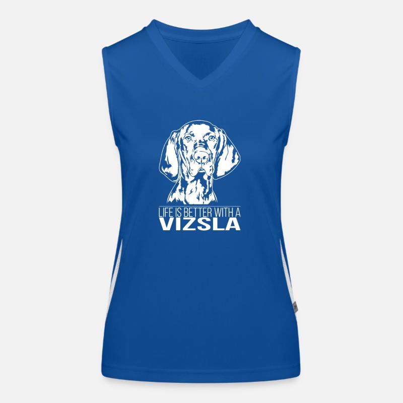 Vizsla life is better Hunde Spruch Wilsigns Funktionelles Kontrast-Tank Top für Frauen