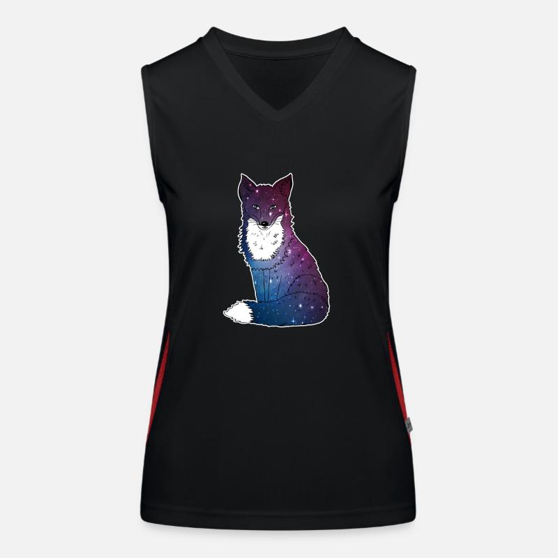 Fox with starry sky, Space, Galaxy, Space Women's Functional Contrast Tank Top