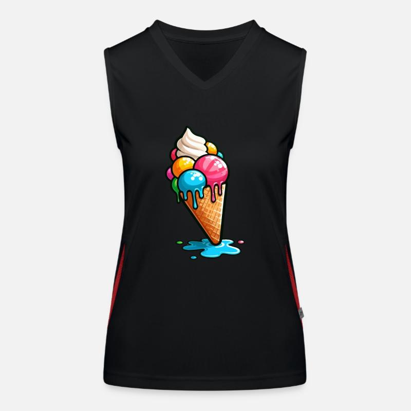 Cornets de glace Boules de crème glacée Cornet de crème glacée Crème glacée Débardeur respirant contrasté Femme