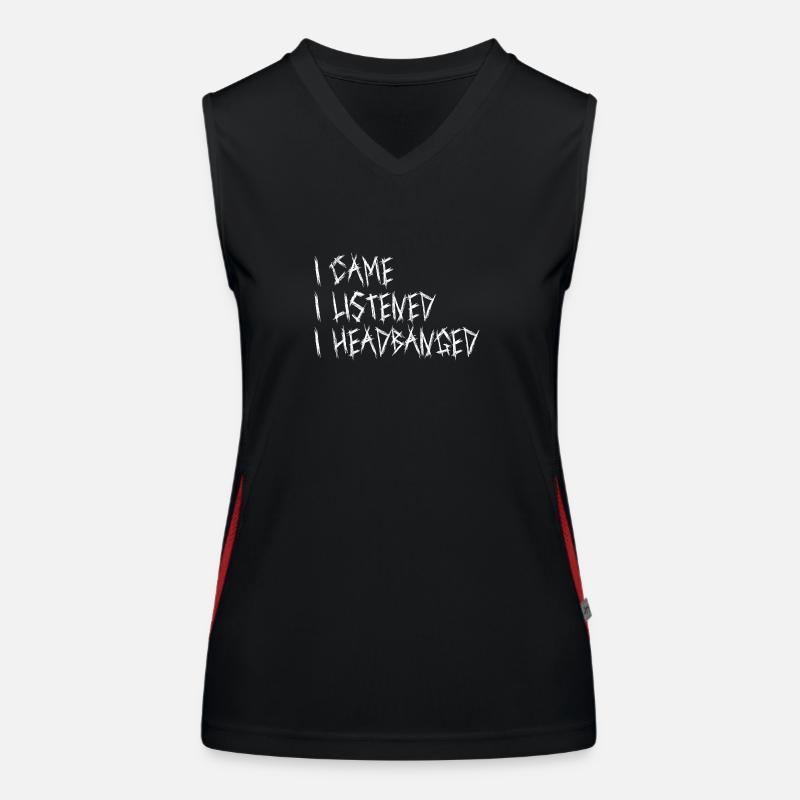 I Came I Listened I Headbanged Metal Caesar Zitat Funktionelles Kontrast-Tank Top für Frauen