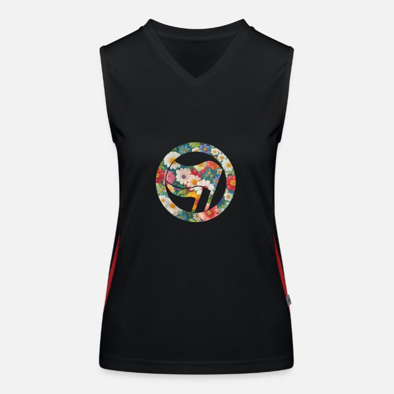 Antifa und Blumen Funktionelles Kontrast-Tank Top für Frauen