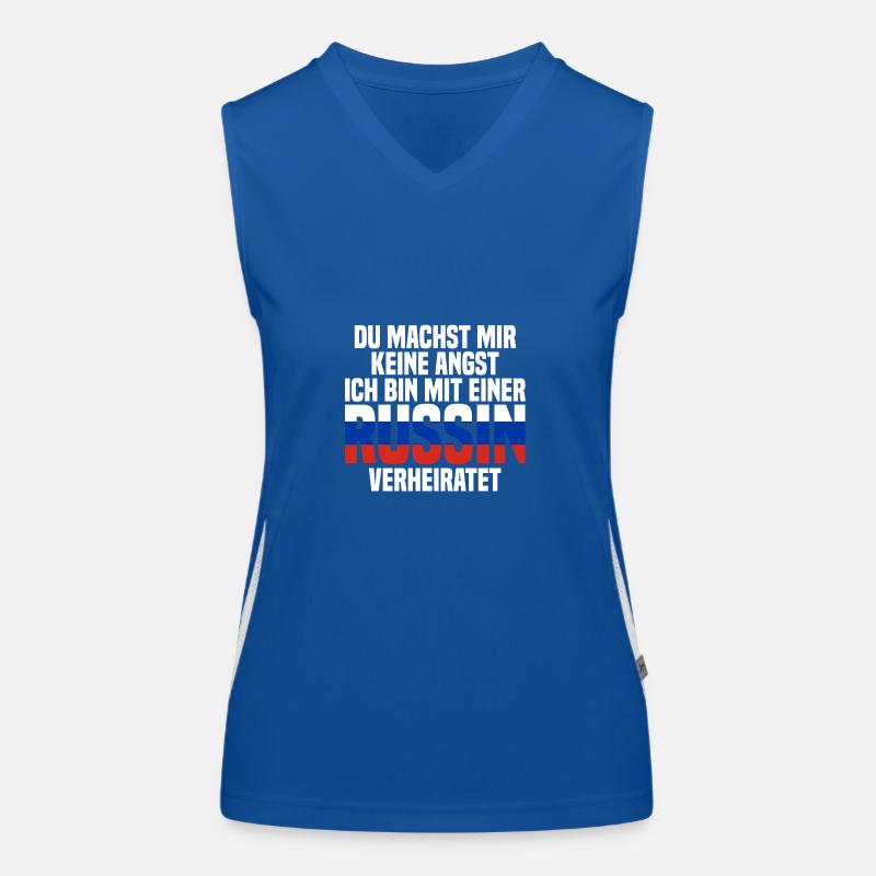 Du machst mir Keine Angst ich bin mit einer Russin Funktionelles Kontrast-Tank Top für Frauen