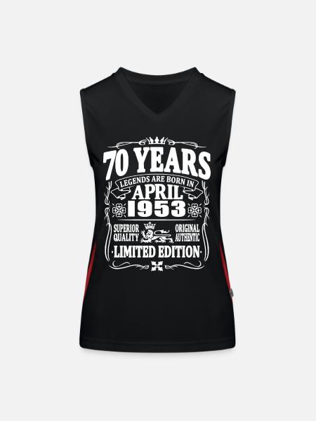 Legends are born in april 1953 - 70 years old - Women's Functional Contrast Tank Top - black/red - Front
