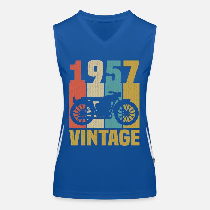 1957 Geburtstag Biker Vintage Motorrad Geschenk Funktionelles Kontrast-Tank Top für Frauen