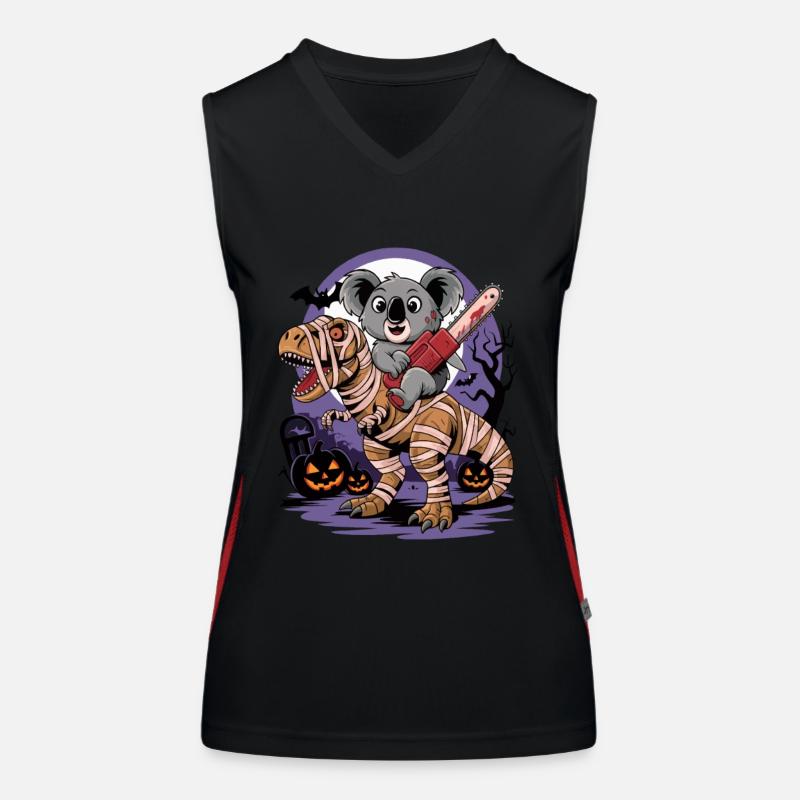 Koala reitet einen Dinosaurier an Halloween Funktionelles Kontrast-Tank Top für Frauen