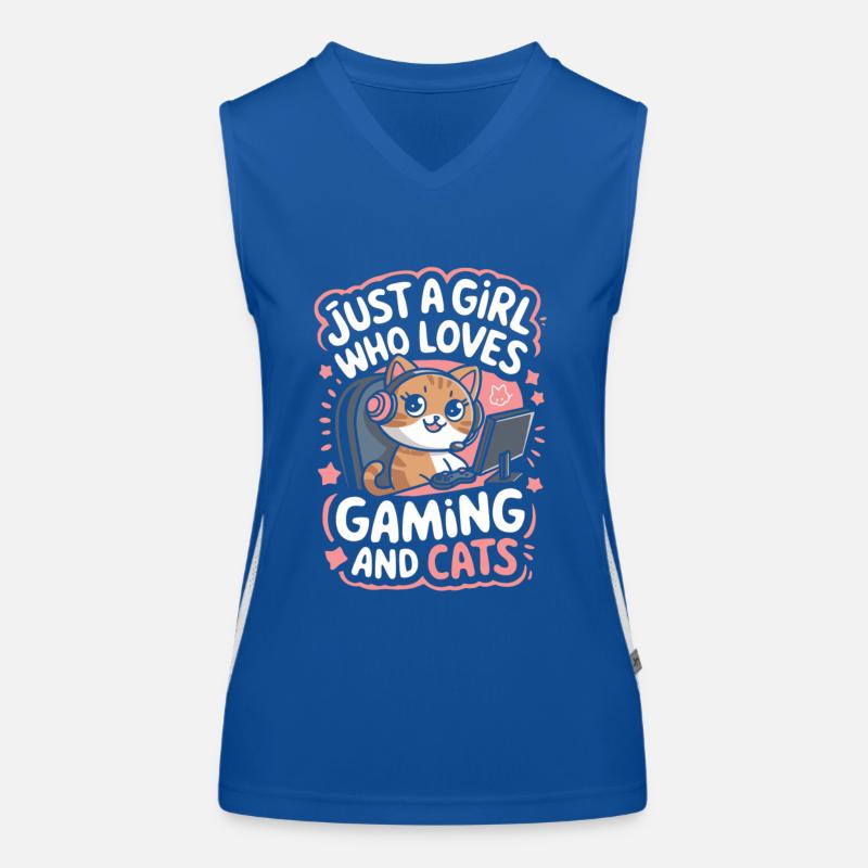 Gaming Computer Konsole Mädchen Katze Funktionelles Kontrast-Tank Top für Frauen
