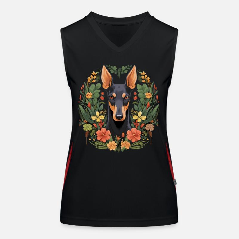 Cadeau chien Doberman Débardeur respirant contrasté Femme