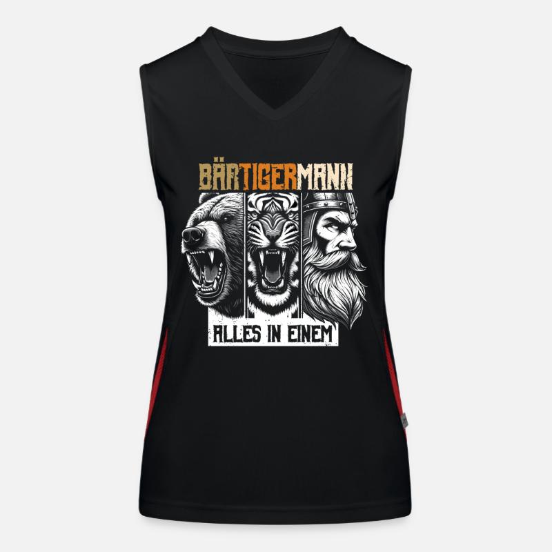 Bärtigermann Bär Tiger Mann Geschenk Bart Sprüche Funktionelles Kontrast-Tank Top für Frauen