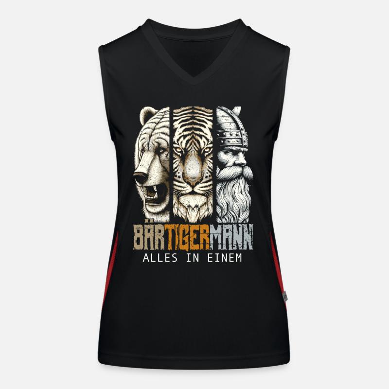 Bärtigermann Bär Tiger Mann Geschenk Bart Sprüche Funktionelles Kontrast-Tank Top für Frauen