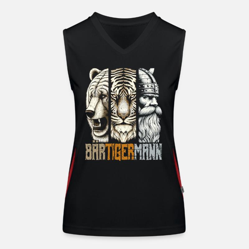 Bärtigermann Bär Tiger Mann Geschenk Bart Sprüche Funktionelles Kontrast-Tank Top für Frauen