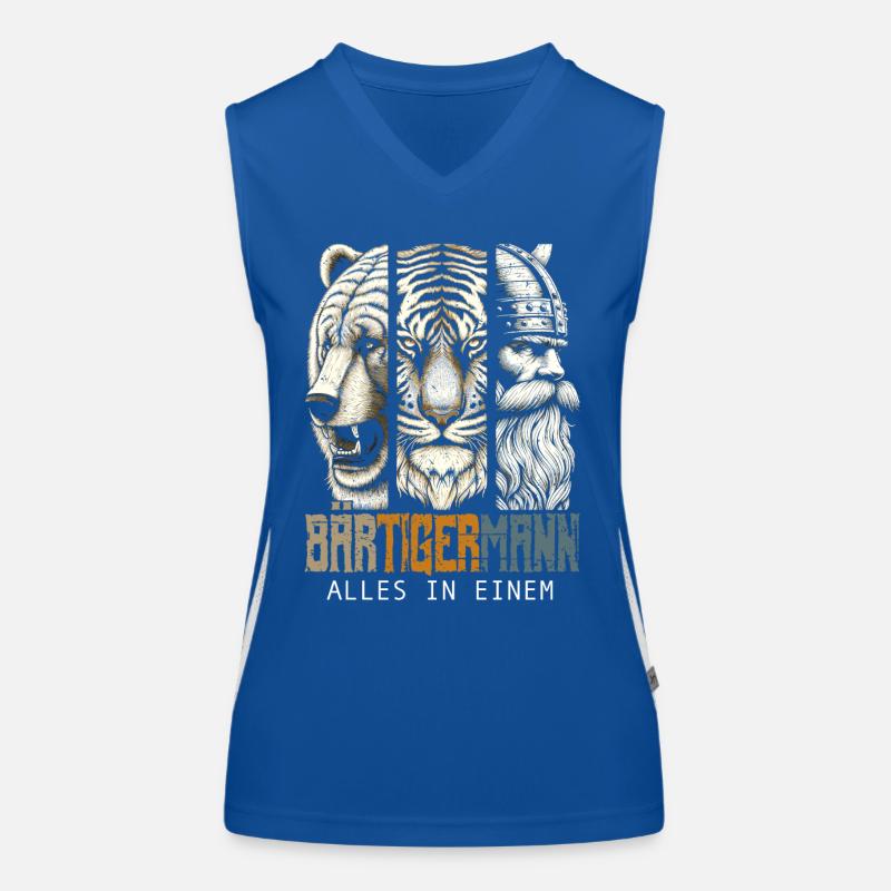 Bärtigermann Bär Tiger Mann Geschenk Bart Sprüche Funktionelles Kontrast-Tank Top für Frauen