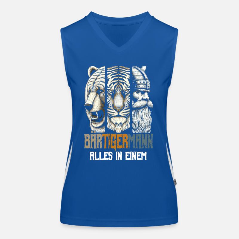 Bärtigermann Bär Tiger Mann Geschenk Bart Sprüche Funktionelles Kontrast-Tank Top für Frauen