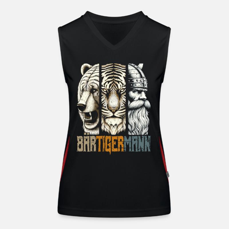 Bärtigermann Bär Tiger Mann Geschenk Bart Sprüche Funktionelles Kontrast-Tank Top für Frauen