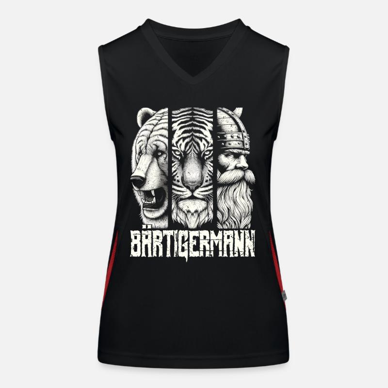 Bärtigermann Bär Tiger Mann Geschenk Bart Sprüche Funktionelles Kontrast-Tank Top für Frauen