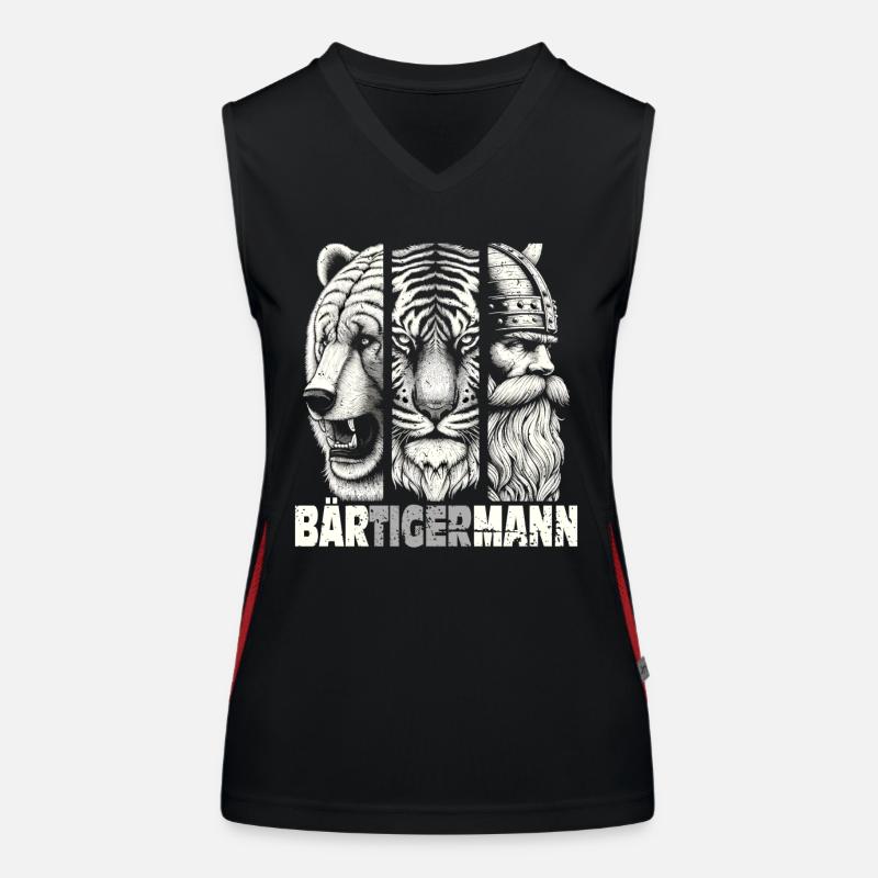 Bärtigermann Bär Tiger Mann Geschenk Bart Sprüche Funktionelles Kontrast-Tank Top für Frauen