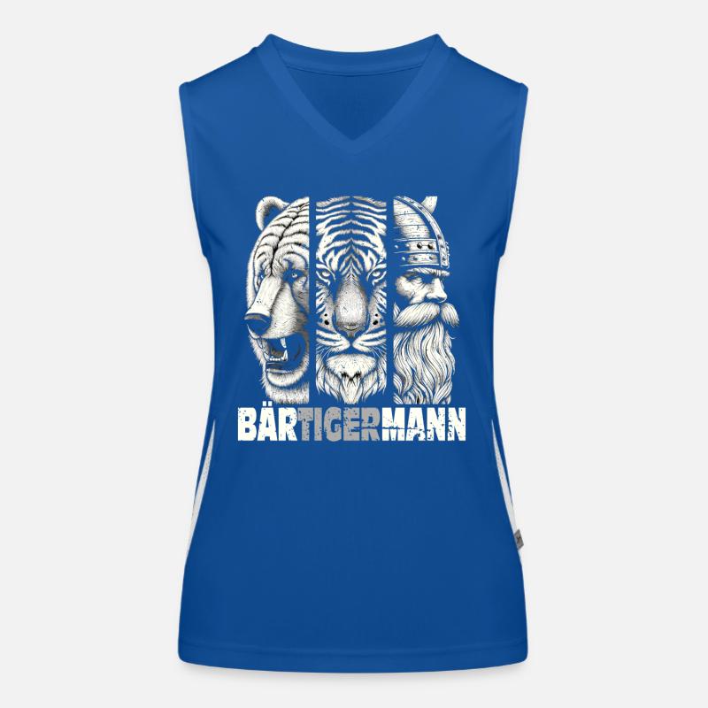 Bärtigermann Bär Tiger Mann Geschenk Bart Sprüche Funktionelles Kontrast-Tank Top für Frauen