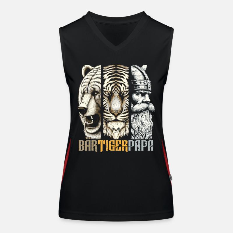 Bärtigerpapa Bär Tiger Mann Geschenk Bart Sprüche Funktionelles Kontrast-Tank Top für Frauen