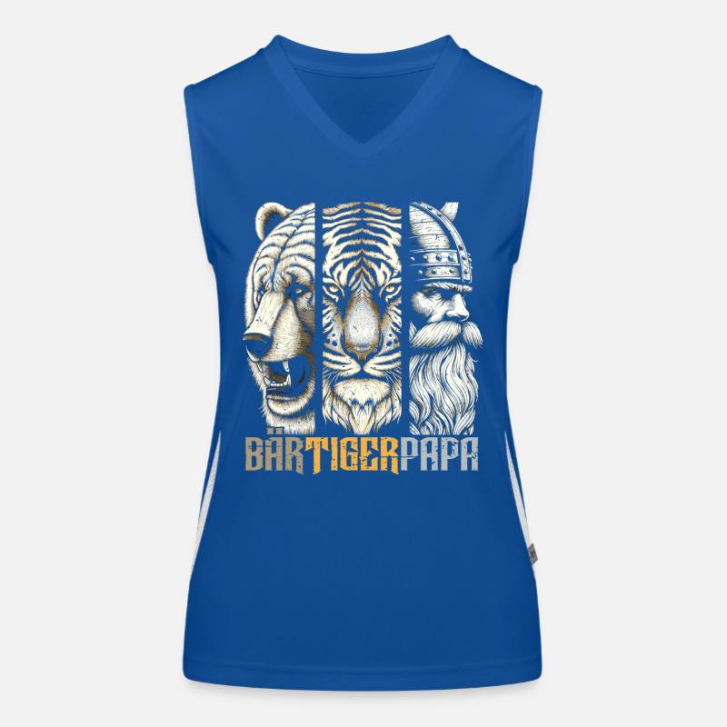 Bärtigerpapa Bär Tiger Mann Geschenk Bart Sprüche Funktionelles Kontrast-Tank Top für Frauen