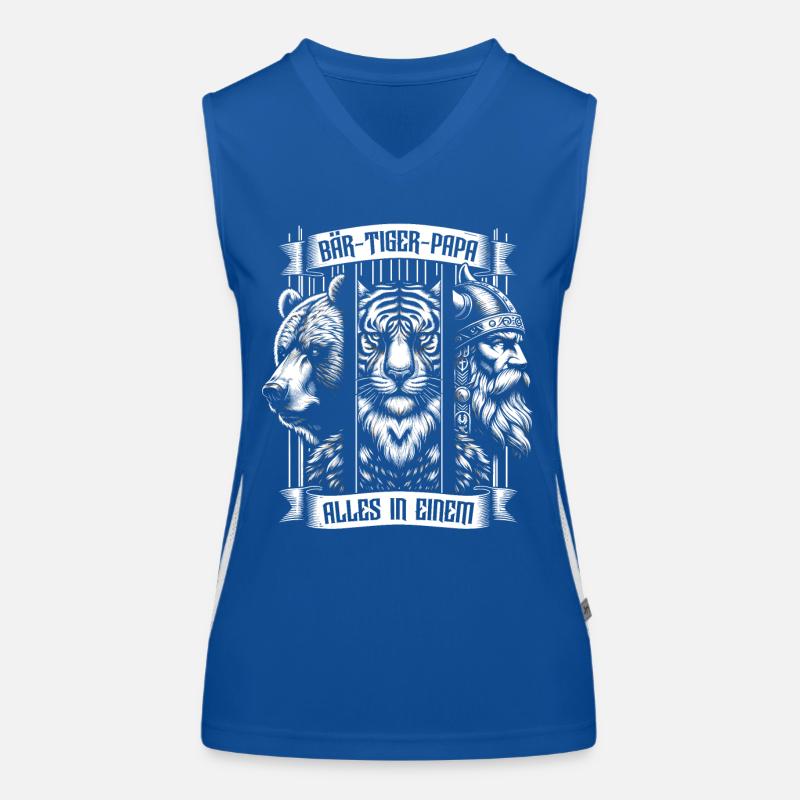 Bärtigerpapa Bär Tiger Mann Geschenk Bart Sprüche Funktionelles Kontrast-Tank Top für Frauen