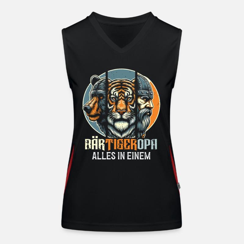 Bärtigeropa Bär Tiger Mann Geschenk Opa Sprüche Funktionelles Kontrast-Tank Top für Frauen