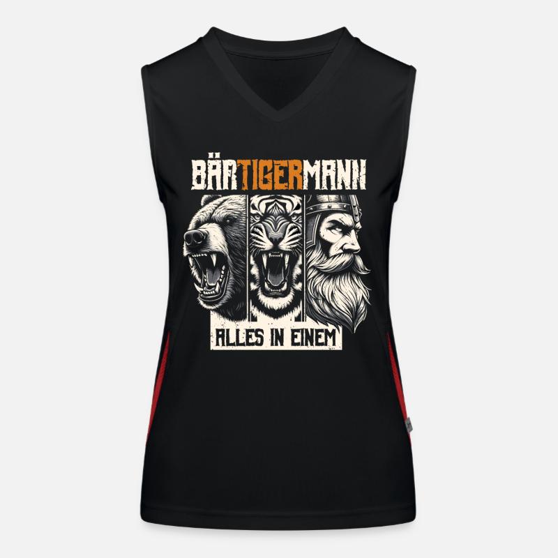 Bärtigermann Bär Tiger Mann Geschenk Bart Sprüche Funktionelles Kontrast-Tank Top für Frauen