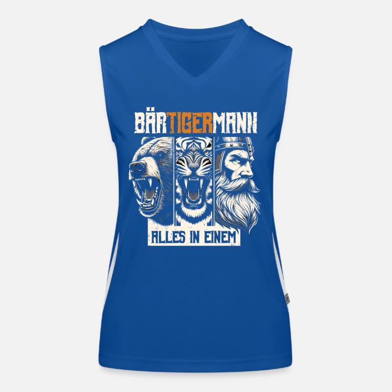 Bärtigermann Bär Tiger Mann Geschenk Bart Sprüche Funktionelles Kontrast-Tank Top für Frauen