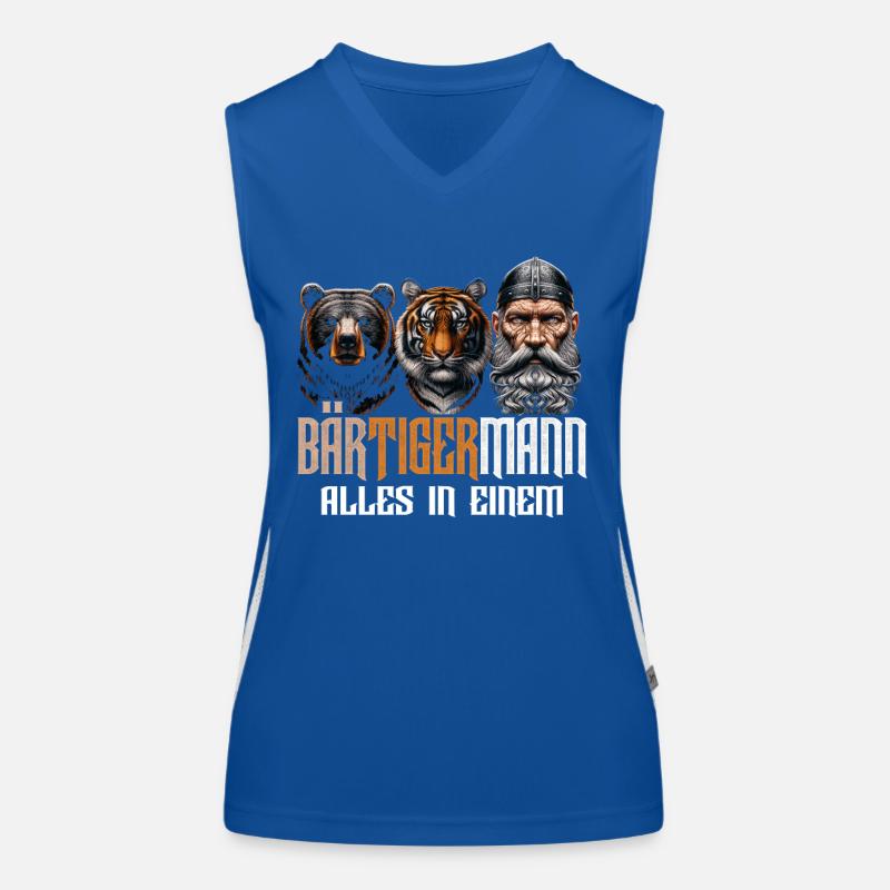 Bärtigermann Bär Tiger Mann Geschenk Bart Sprüche Funktionelles Kontrast-Tank Top für Frauen