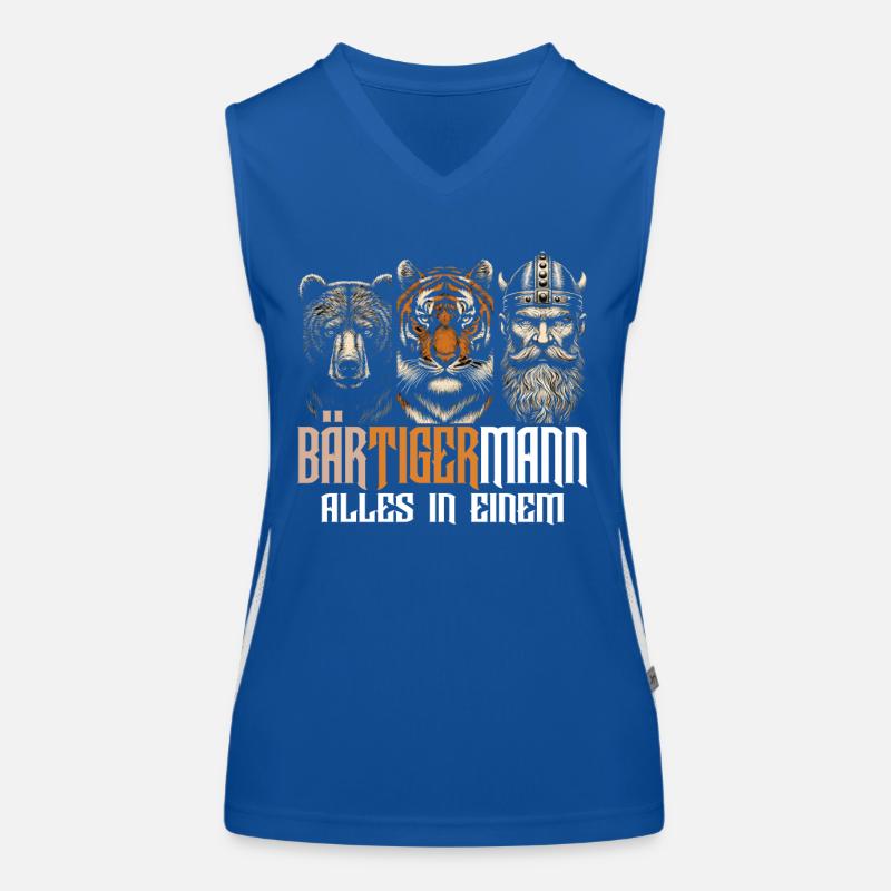 Bärtigermann Bär Tiger Mann Geschenk Bart Sprüche Funktionelles Kontrast-Tank Top für Frauen