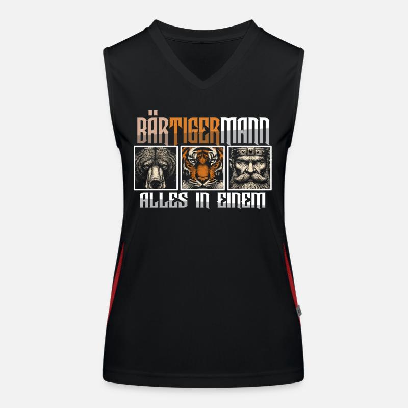 Bärtigermann Bär Tiger Mann Geschenk Bart Sprüche Funktionelles Kontrast-Tank Top für Frauen