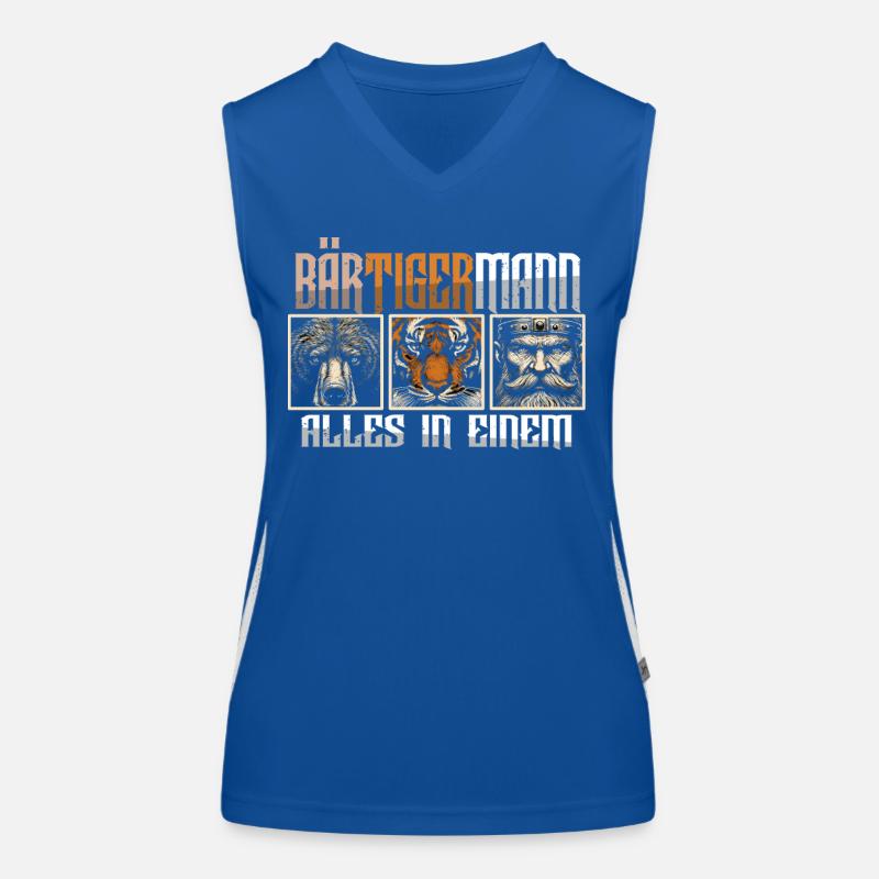 Bärtigermann Bär Tiger Mann Geschenk Bart Sprüche Funktionelles Kontrast-Tank Top für Frauen