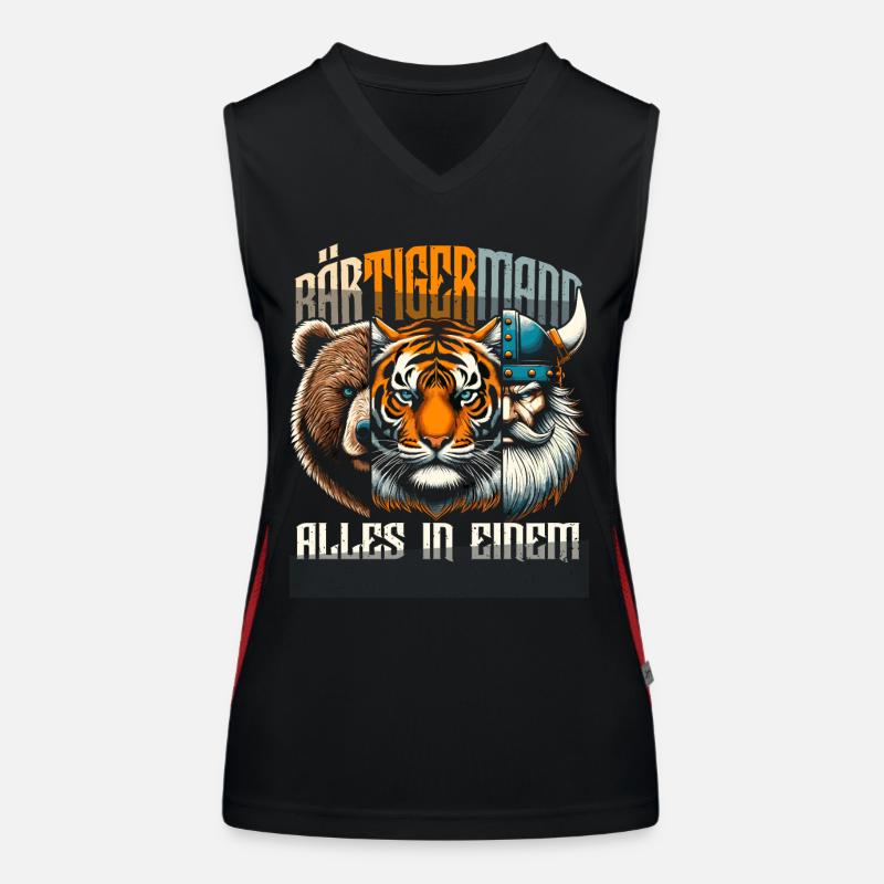 Bärtigermann Bär Tiger Mann Geschenk Bart Sprüche Funktionelles Kontrast-Tank Top für Frauen