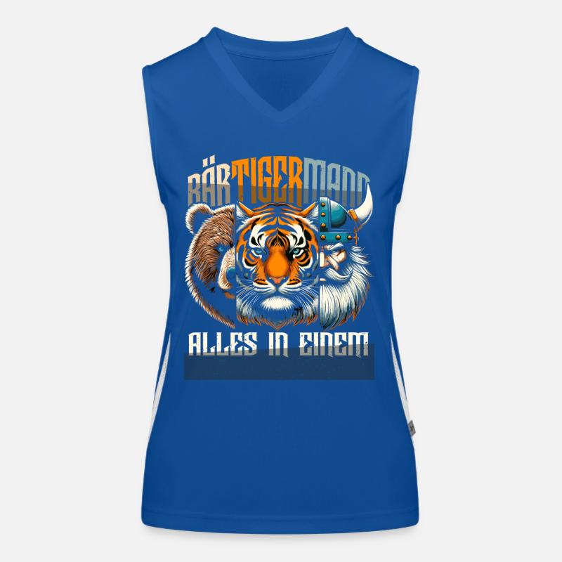 Bärtigermann Bär Tiger Mann Geschenk Bart Sprüche Funktionelles Kontrast-Tank Top für Frauen