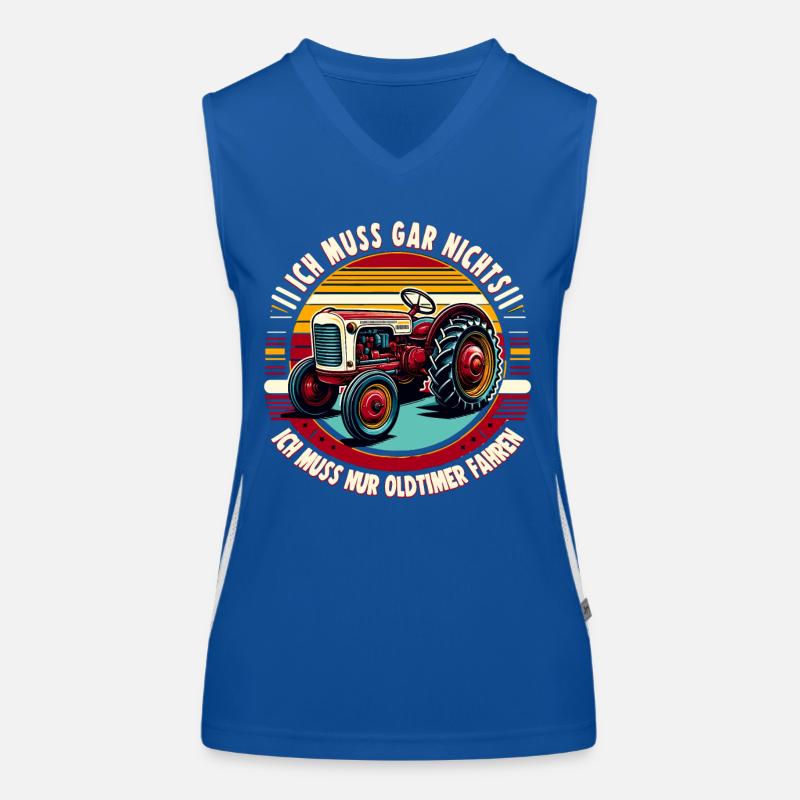 Traktor Oldtimer Landwirtschaft Geschenk Bauer Funktionelles Kontrast-Tank Top für Frauen