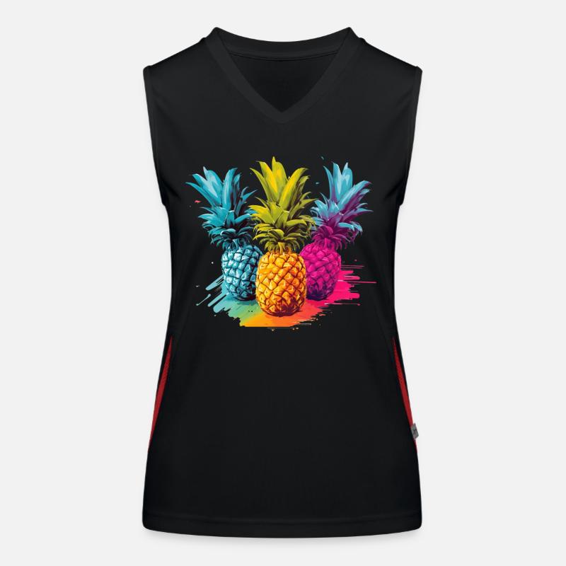 Bunte Ananas Farbkleckse Farbspritzer Funktionelles Kontrast-Tank Top für Frauen